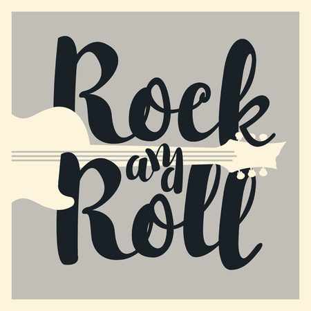 vector banner with the words rock and roll and an electric guitarのイラスト素材