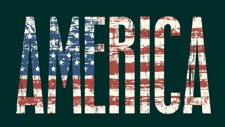 Vector illustration Inscription America and American flagのイラスト素材