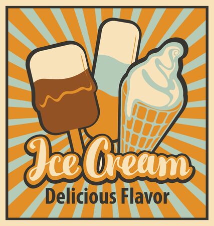 banner with the ice cream in retro styleのイラスト素材