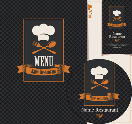 Set of design elements for a cafe or restaurant from the menu, business cards and coasters for drinksのイラスト素材