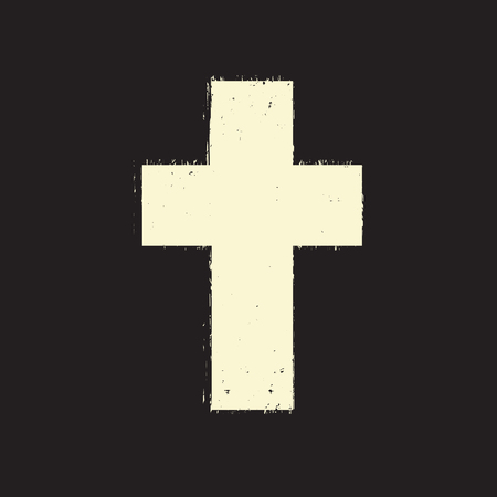 Vector sign of light cross on a dark scratched background in grunge styleのイラスト素材