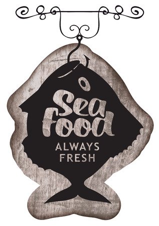 Vector Street Signboard Or Banner For Seafood Restaurant Or Shop