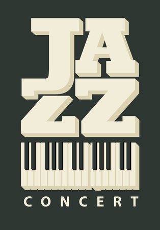 Banner or poster for a jazz concert with piano keys in retro style on blackのイラスト素材