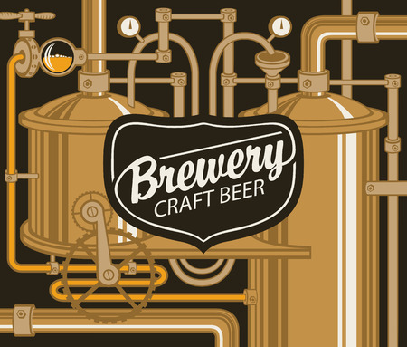 Illustration for Banner for craft beer and brewery, with a calligraphic inscription - Royalty Free Image