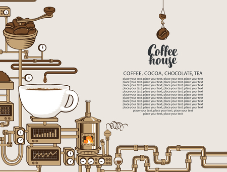 Vector Banner On Coffee Theme With A Cup Of Freshly Brewed Drink