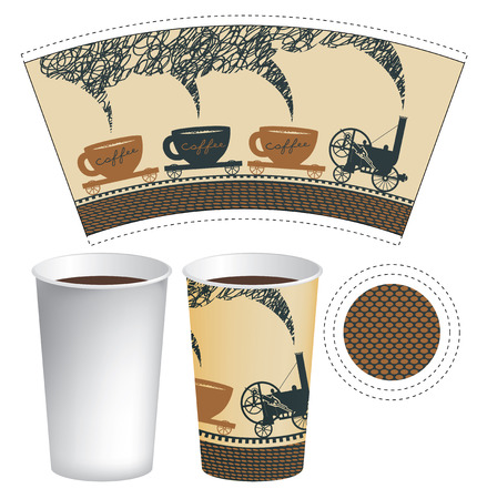 Vector paper Cup template for hot drink in retro style Vector paper Cup template for hot drink in retro style