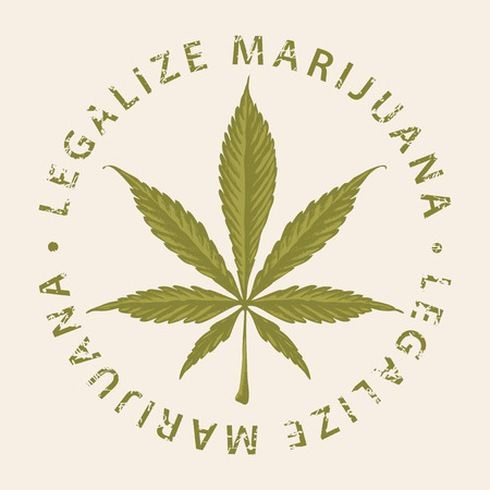 Vector banner for legalize marijuana with cannabis leaf. Natural product of organic hemp. Smoke weed. Medical cannabis logoのイラスト素材