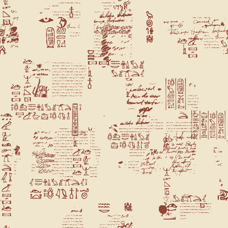Seamless pattern with illegible scribbles imitating handwritten text, hand-drawn signs and...