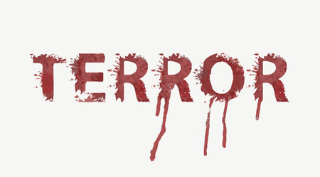 TERROR lettering with red terrible letters on a light background. Vector illustration in the form of...
