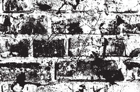 Abstract seamless pattern with black and white brick wall in grunge style. Vector texture with old battered brickworkのイラスト素材