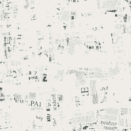 Abstract seamless pattern with fragments of unreadable newspaper text and headlines on a light backdrop. Chaotic monochrome vector background. Suitable for Wallpaper, wrapping paper, fabric designのイラスト素材