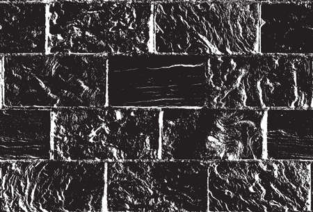 Abstract seamless pattern with old horizontal brickwork. Realistic vector texture in the grunge style with black bricks and white seams. Repeating background, wallpaper, wrapping paper or fabricのイラスト素材