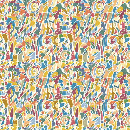 Multicolored stained glass seamless pattern in retro style. Abstract vector background with chaotic mosaic pattern. Suitable for wrapping paper, wallpaper design, fabricのイラスト素材