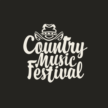 Vector poster  for country music festival with cowboy hat in retro style. Suitable for for emblem, t-shirt design, flyer, invitation, coverのイラスト素材