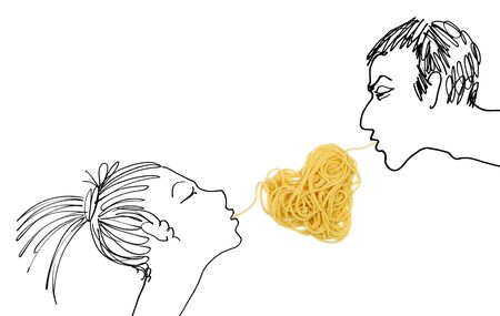 Pasta love isolated image (Valentine`s day theme) isolatedの写真素材
