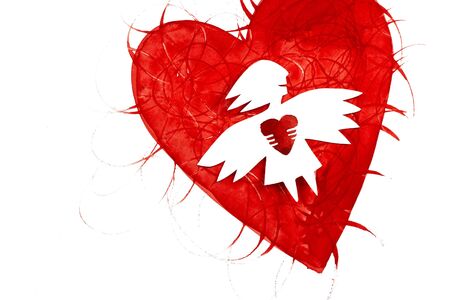 Angel of love with heartの写真素材