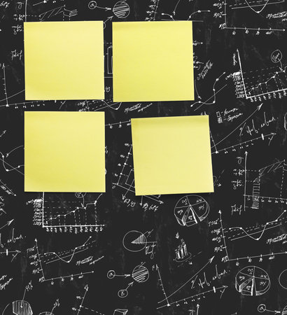 A set of office/work related coloured paper post-it notes. 