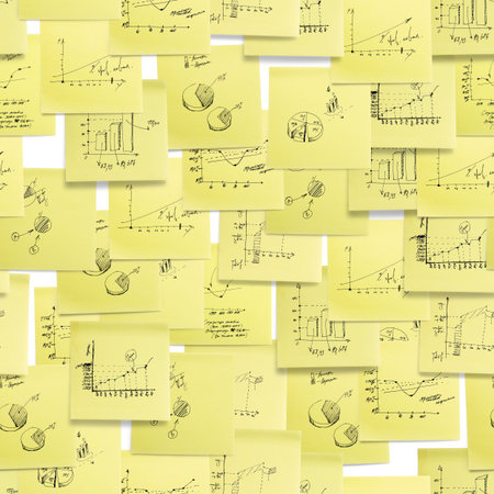 Seamless pattern: business and finance giagram and analyzing on white background