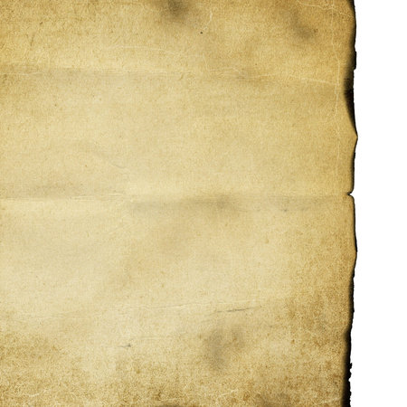 Vintage burned paper isolated on white background.の写真素材