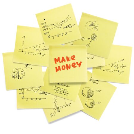 The elements of the extremely popular "Make Money Online" slogan.の写真素材