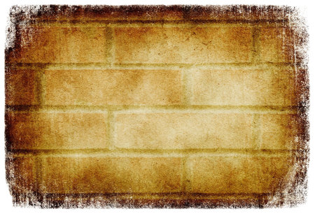 Grunge brick wall background, isolated on white.の写真素材