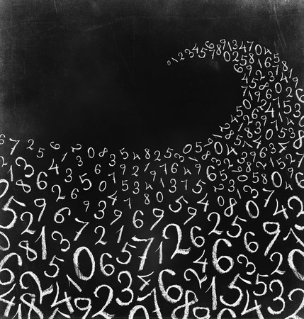 Whirlwind of the simplest figures on a background of chalkboard. Abstract background on school.の写真素材