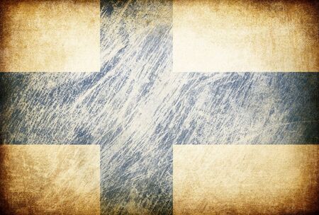 Grunge rubbed flag series of backgrounds. Finland.の写真素材
