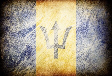 Grunge rubbed flag series of backgrounds. Barbados.の写真素材