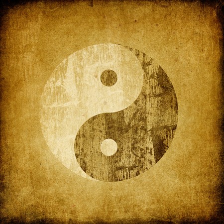 Grunge yin yang symbol background.の写真素材