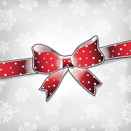 Red bow on xmas backgroundのイラスト素材