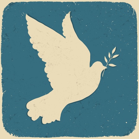 Dove of Peace. Retro styled illustration.のイラスト素材