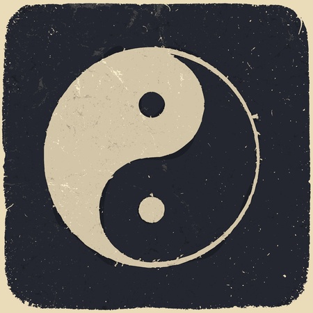 Grunge yin yang symbol background. のイラスト素材