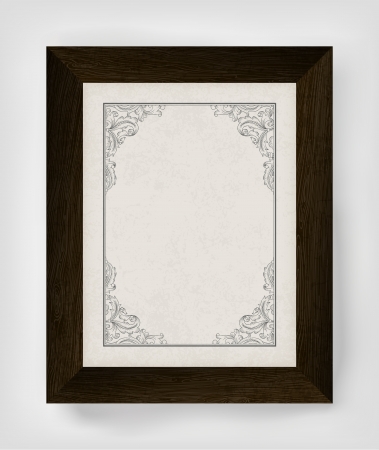 Vintage border with wooden frame   のイラスト素材