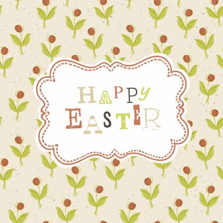 Easter card template with red berry seamless pattern. Vector, EPS10のイラスト素材