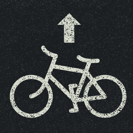 Bicycle road sign and arrow on asphalt background. Vectorのイラスト素材