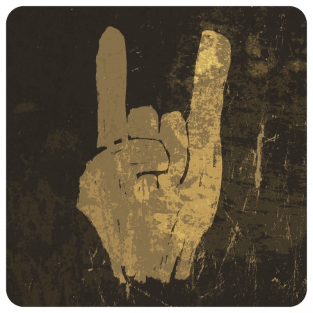 Grunge "rock on" gesture. Vectorのイラスト素材