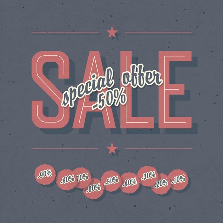 Sale coupon. Template with textured background and percents tags, vector, EPS10のイラスト素材