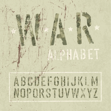 Camouflage grunge alphabet. Vector, EPS10.のイラスト素材