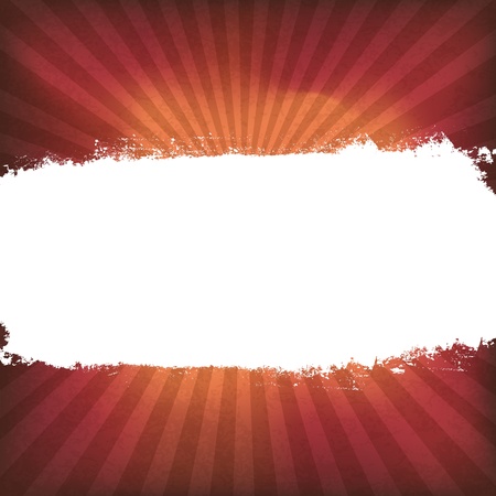 White grunge label on red sunburst background.のイラスト素材