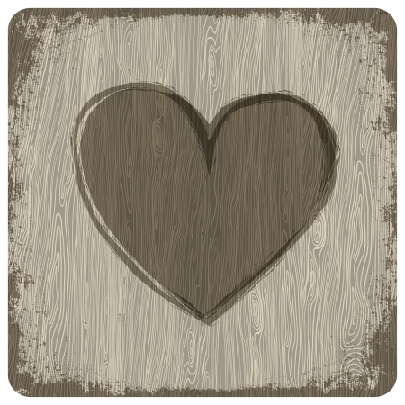 Red heart on wooden backgroundのイラスト素材