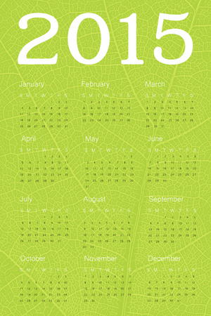 Calendar 2015 on green leaf texture. Vectorのイラスト素材