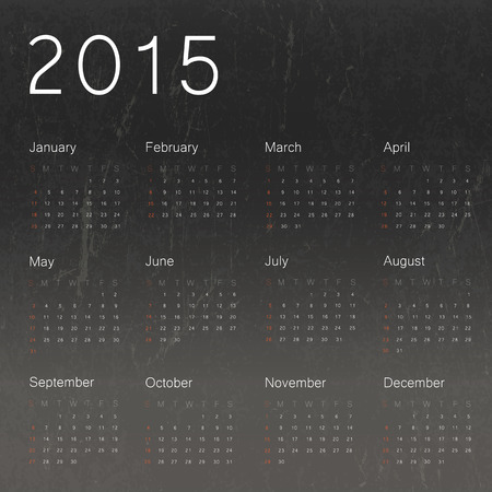 Calendar 2015 on black chalkboard background.Vectorのイラスト素材