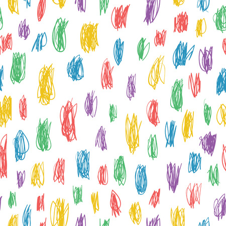 Childish doodles colorful seamless pattern. Vectorのイラスト素材
