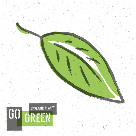 Go Green Concept Poster With Leaf Symbol. Vectorのイラスト素材