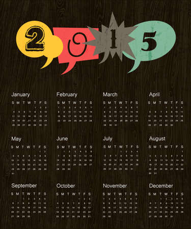 Vintage calendar 2015. Vector.のイラスト素材