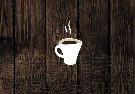 Coffee Cup On Wooden Planks Texture. Coffeeshop Business Card Template. Vectorのイラスト素材