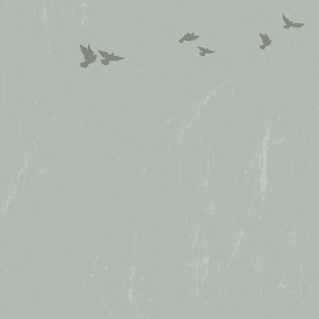 Doves in summer sky with clouds. Vectorのイラスト素材