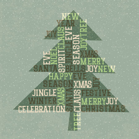 Vintage Christmas Tree. Vectorのイラスト素材