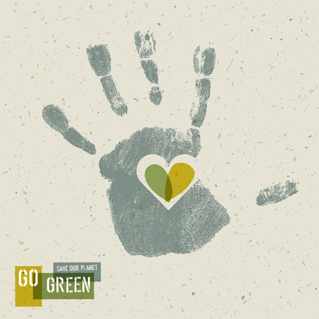 Go Green Concept Poster With Handprint Symbolのイラスト素材