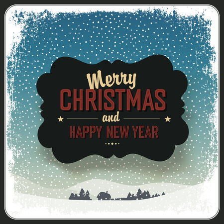 Merry Christmas Greeting Retro Card. Vectorのイラスト素材